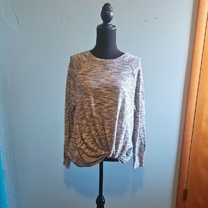 Time and Tru Women's Heathered Gray Long Sleeve Top